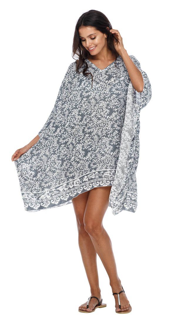 SHU - SHI Women's Short Beach Swimsuit Cover - Up: Loose Caftan Poncho Beach Tunic Dress - Love ShuShi