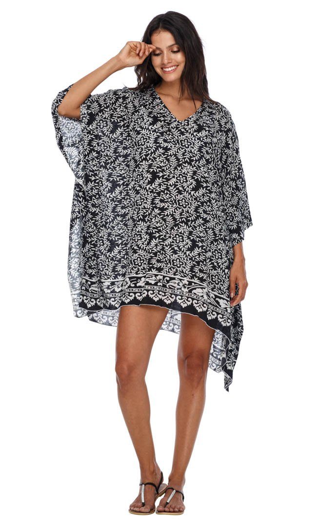 SHU - SHI Women's Short Beach Swimsuit Cover - Up: Loose Caftan Poncho Beach Tunic Dress - Love ShuShi