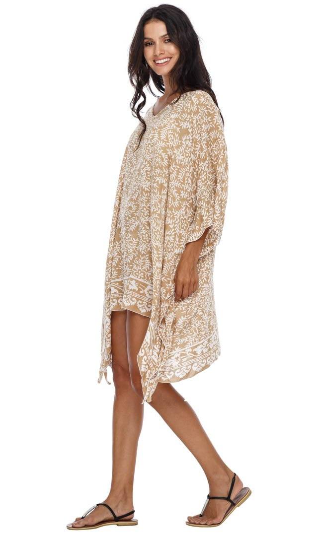 SHU - SHI Women's Short Beach Swimsuit Cover - Up: Loose Caftan Poncho Beach Tunic Dress - Love ShuShi