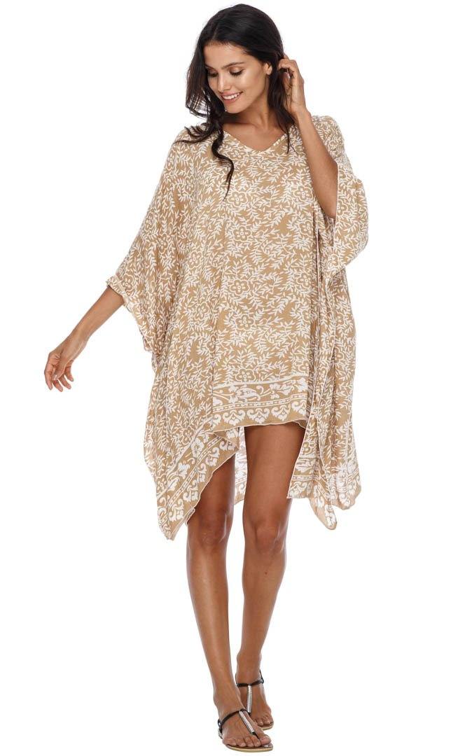 SHU - SHI Women's Short Beach Swimsuit Cover - Up: Loose Caftan Poncho Beach Tunic Dress - Love ShuShi