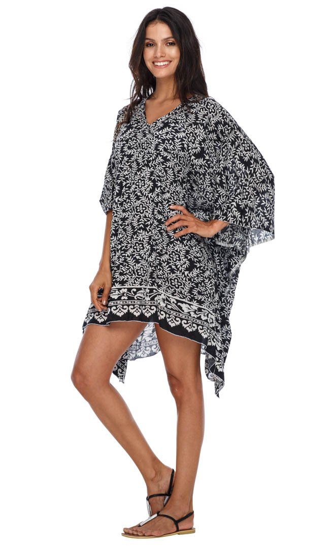 SHU - SHI Women's Short Beach Swimsuit Cover - Up: Loose Caftan Poncho Beach Tunic Dress - Love ShuShi