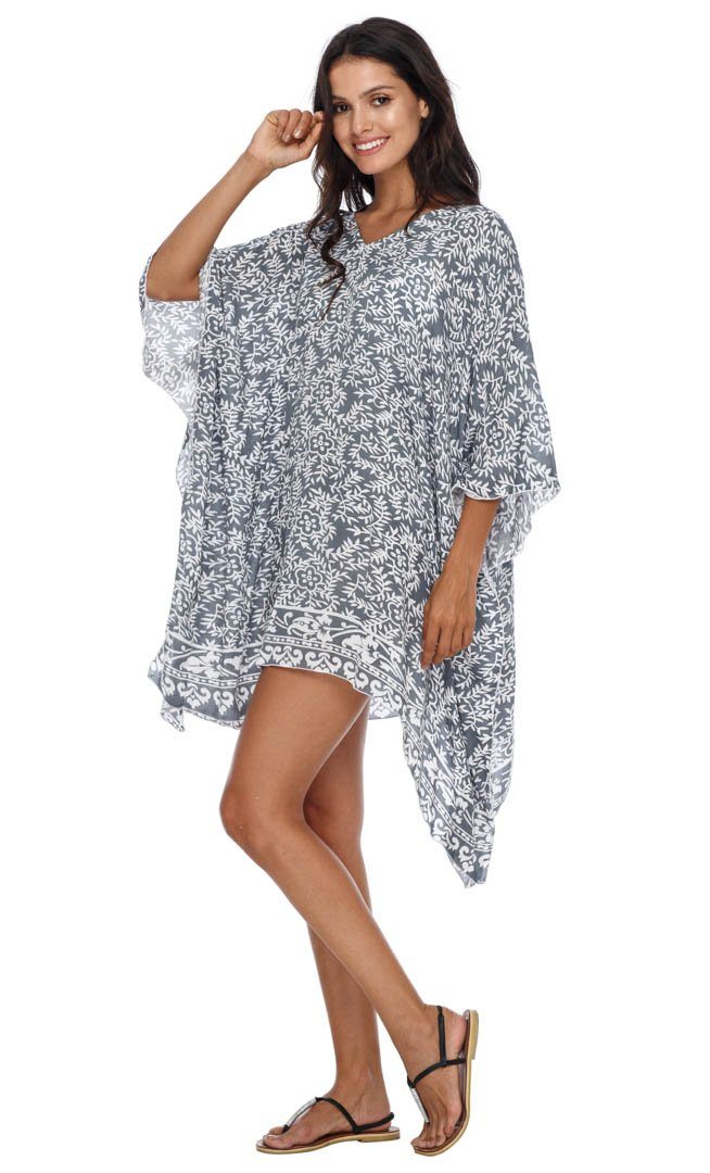 SHU - SHI Women's Short Beach Swimsuit Cover - Up: Loose Caftan Poncho Beach Tunic Dress - Love ShuShi