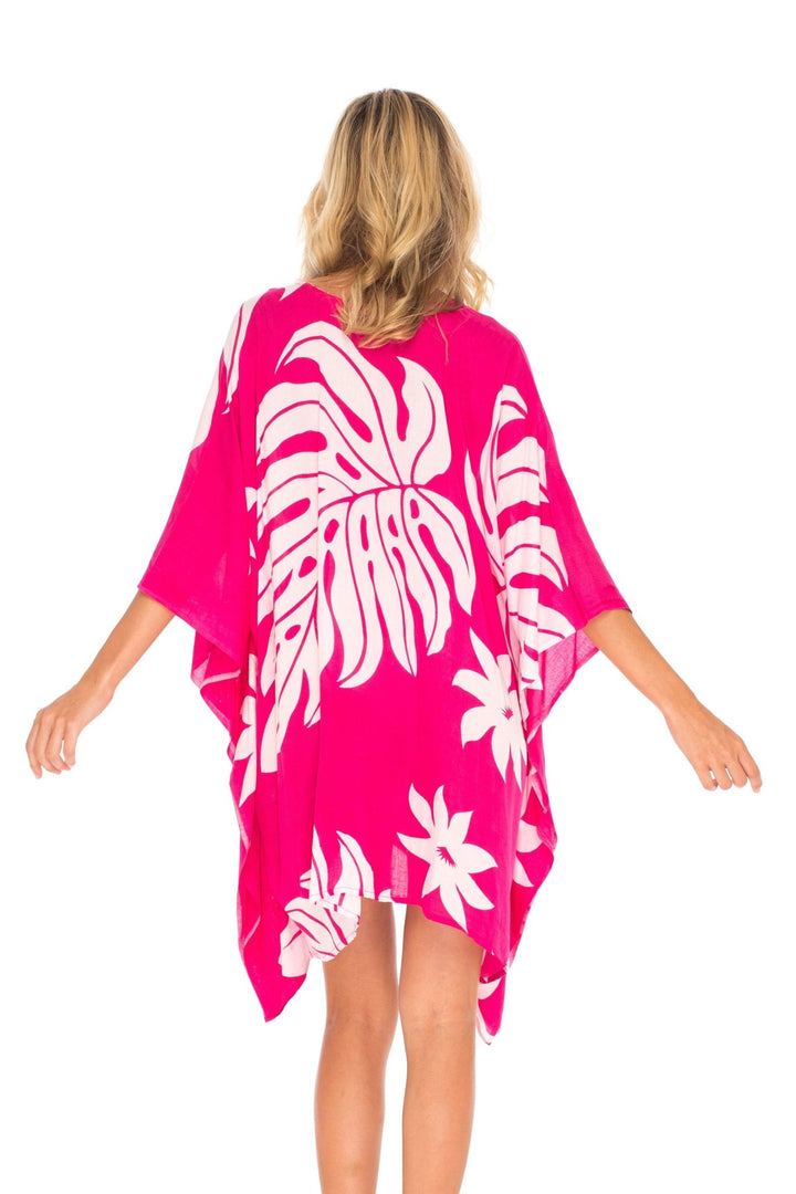 SHU - SHI Womens Short Beach Swimsuit Cover Up Poncho Dress Kaftan Loose Top Floral - Love ShuShi