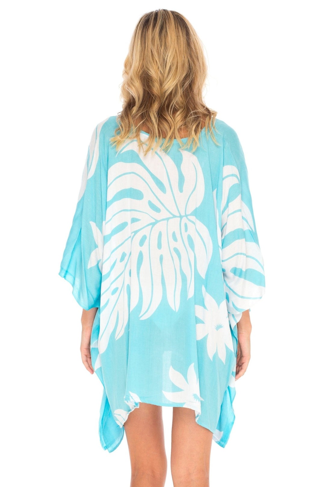 SHU - SHI Womens Short Beach Swimsuit Cover Up Poncho Dress Kaftan Loose Top Floral - Love ShuShi