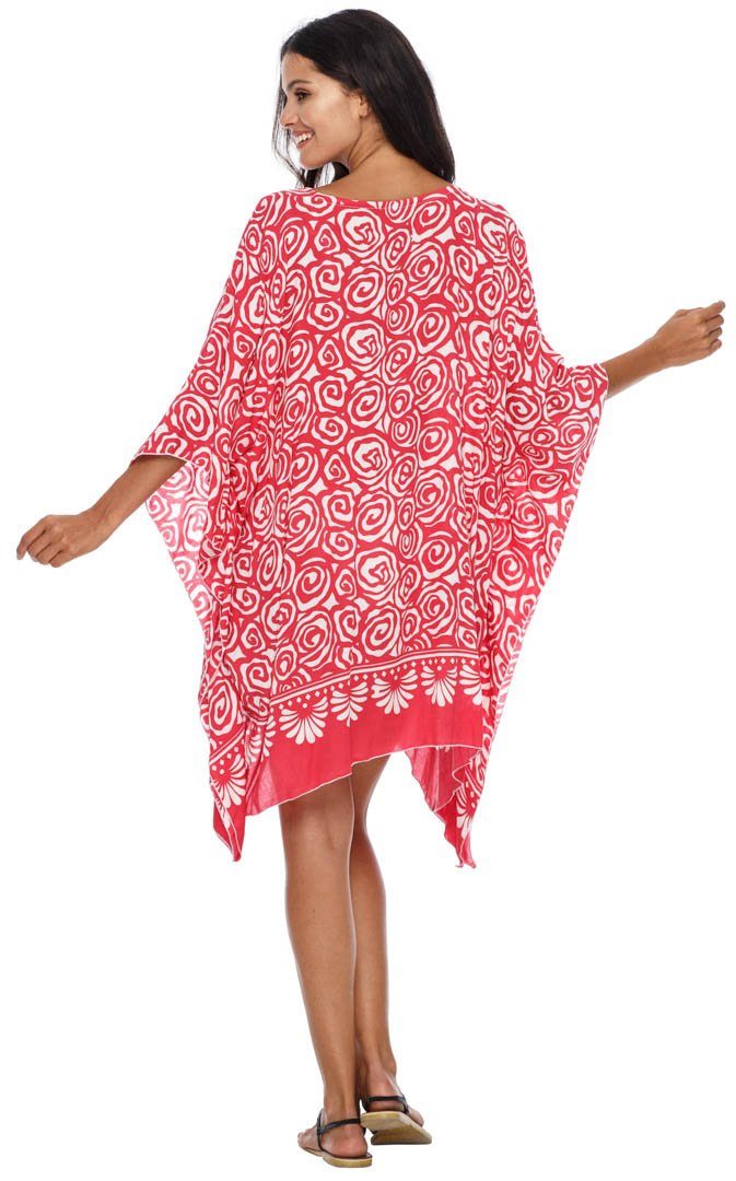 SHU - SHI Women's Short Caftan Poncho Beach Tunic Dress - Loose Swimsuit Cover - Up - Love ShuShi