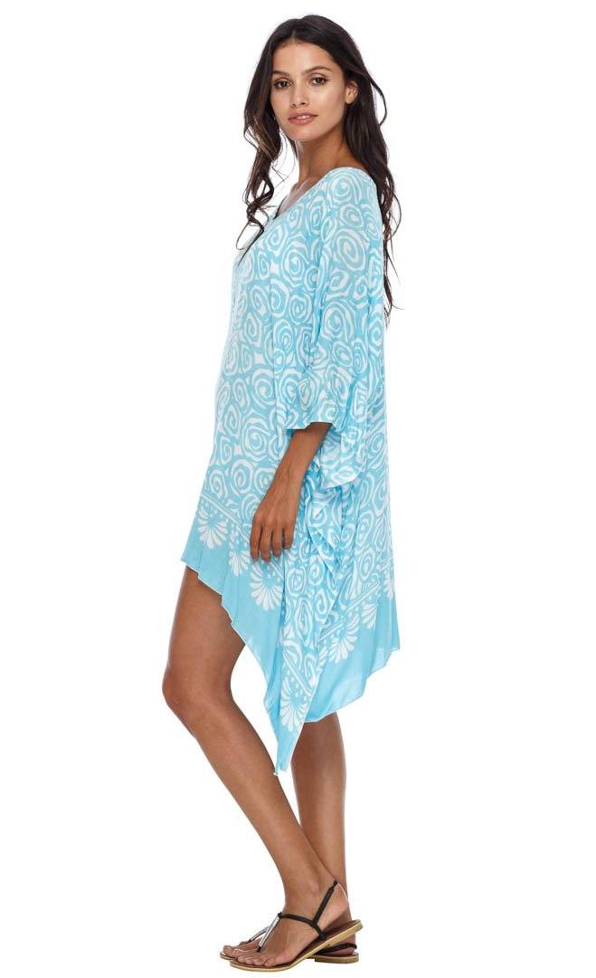 SHU - SHI Women's Short Caftan Poncho Beach Tunic Dress - Loose Swimsuit Cover - Up - Love ShuShi