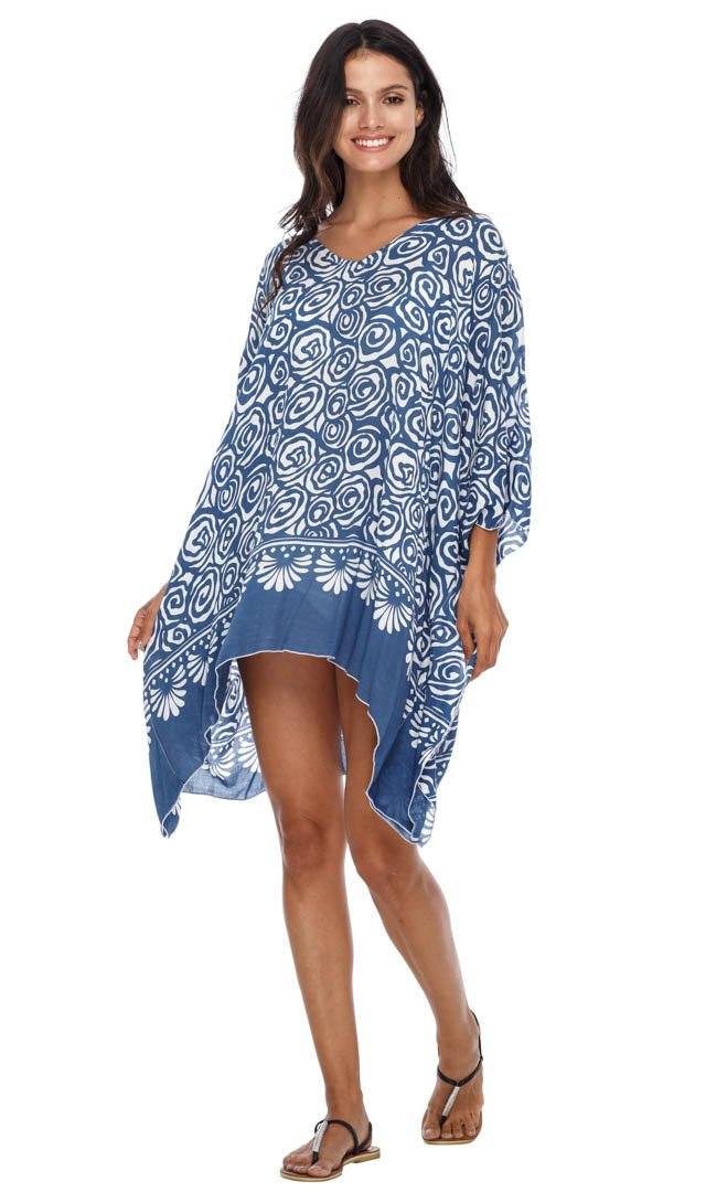 SHU - SHI Women's Short Caftan Poncho Beach Tunic Dress - Loose Swimsuit Cover - Up - Love ShuShi