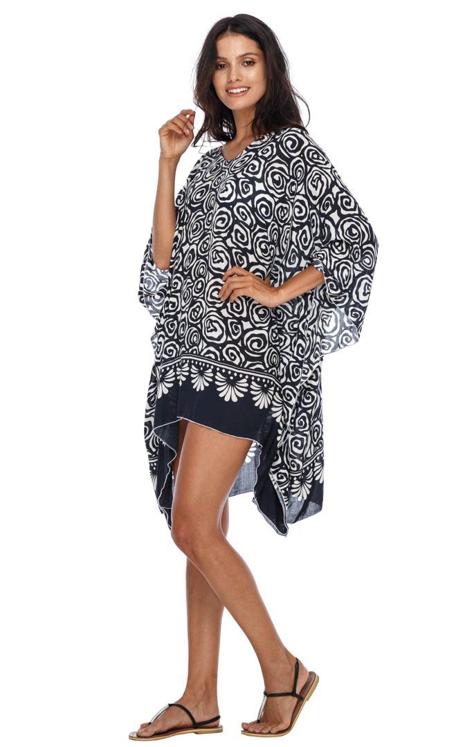 SHU - SHI Women's Short Caftan Poncho Beach Tunic Dress - Loose Swimsuit Cover - Up - Love ShuShi