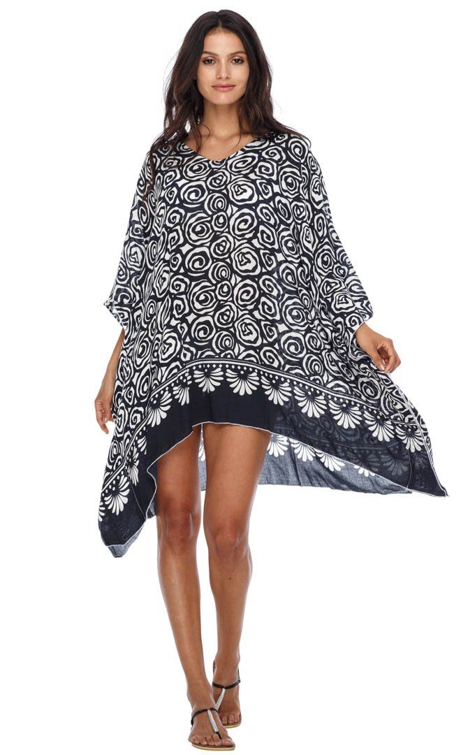 SHU - SHI Women's Short Caftan Poncho Beach Tunic Dress - Loose Swimsuit Cover - Up - Love ShuShi