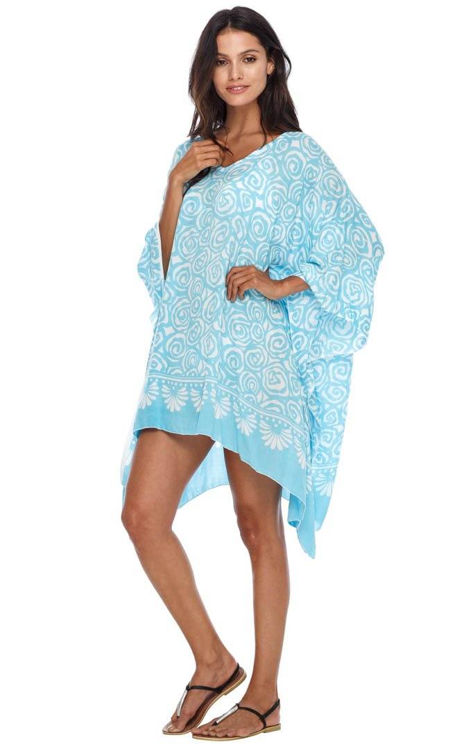 SHU - SHI Women's Short Caftan Poncho Beach Tunic Dress - Loose Swimsuit Cover - Up - Love ShuShi