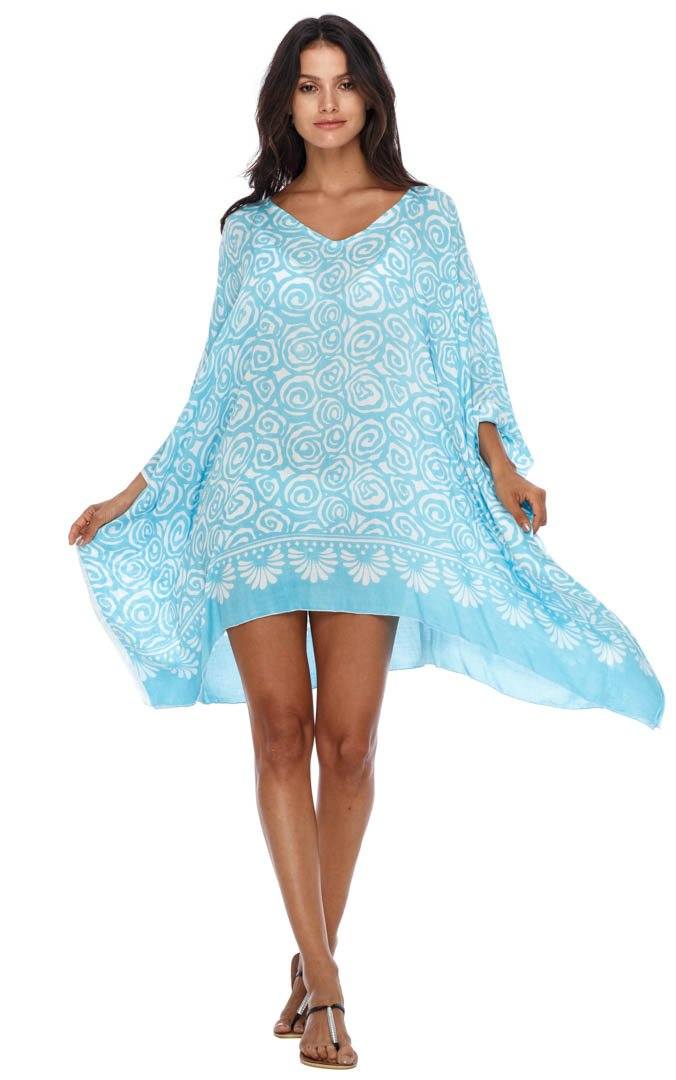 SHU - SHI Women's Short Caftan Poncho Beach Tunic Dress - Loose Swimsuit Cover - Up - Love ShuShi