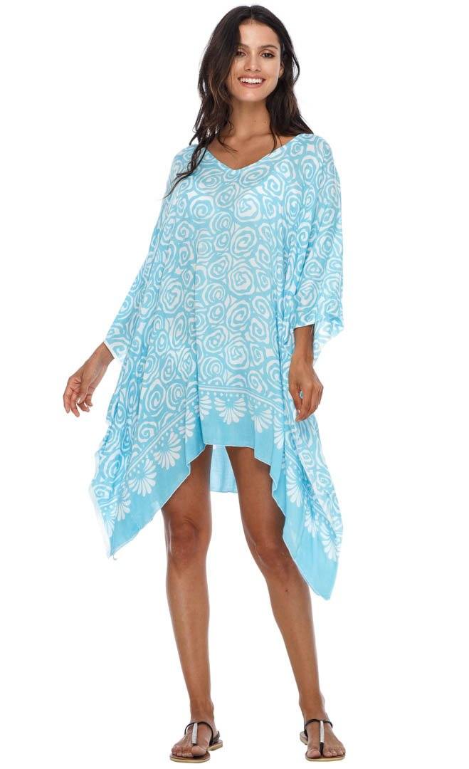 SHU - SHI Women's Short Caftan Poncho Beach Tunic Dress - Loose Swimsuit Cover - Up - Love ShuShi