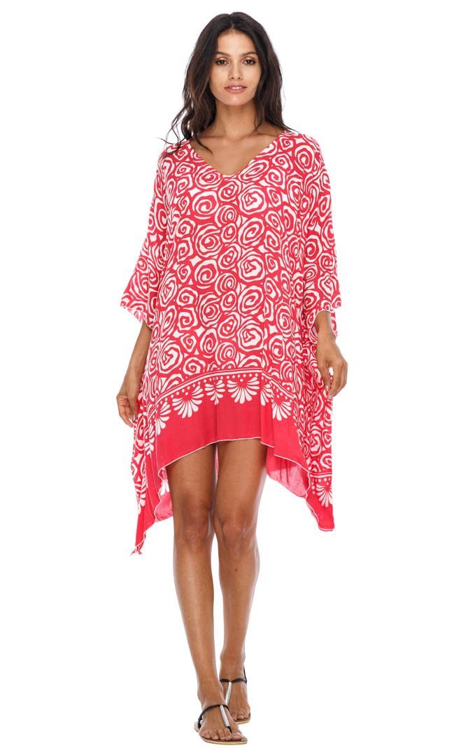 SHU - SHI Women's Short Caftan Poncho Beach Tunic Dress - Loose Swimsuit Cover - Up - Love ShuShi