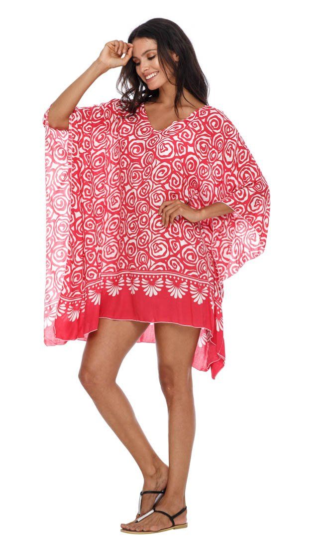 SHU - SHI Women's Short Caftan Poncho Beach Tunic Dress - Loose Swimsuit Cover - Up - Love ShuShi