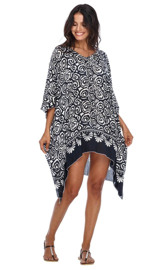 SHU - SHI Women's Short Caftan Poncho Beach Tunic Dress - Loose Swimsuit Cover - Up - Love ShuShi