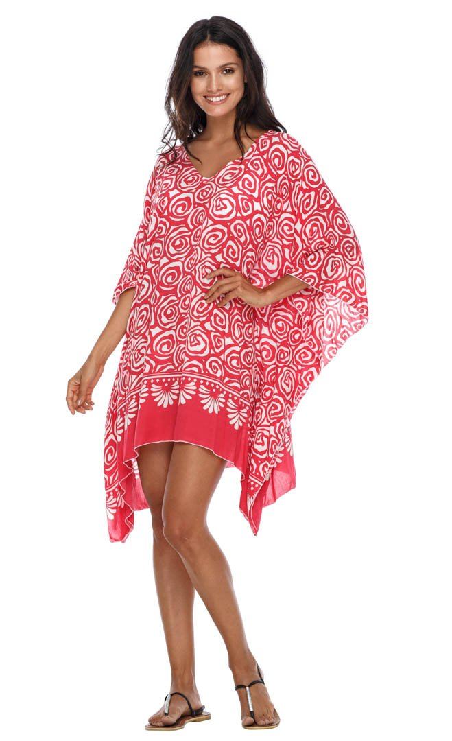 SHU - SHI Women's Short Caftan Poncho Beach Tunic Dress - Loose Swimsuit Cover - Up - Love ShuShi