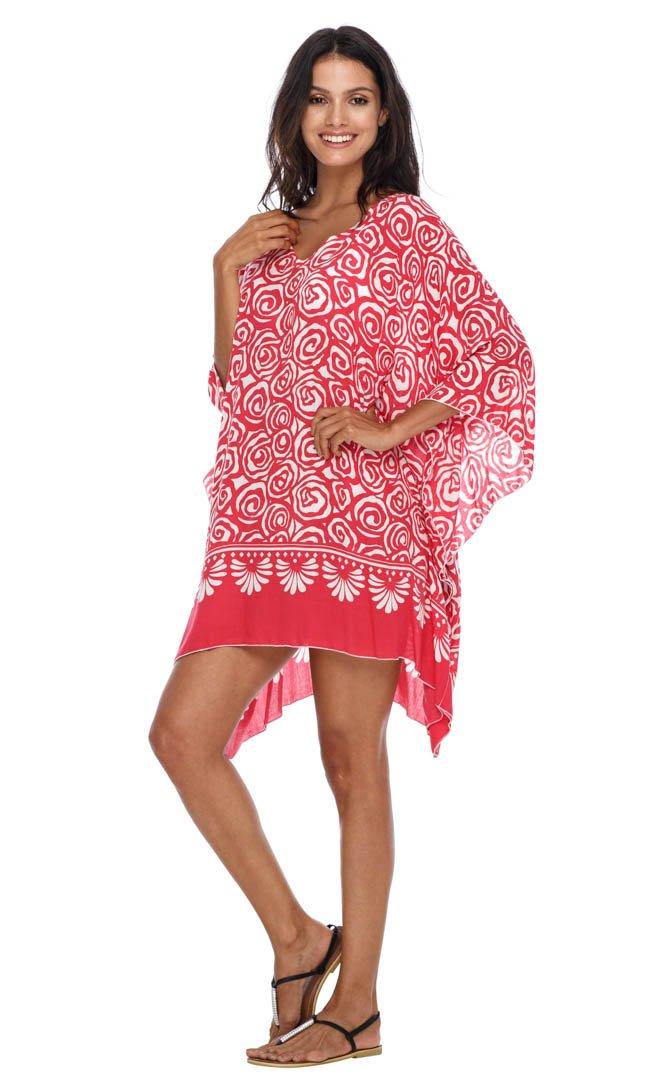 SHU - SHI Women's Short Caftan Poncho Beach Tunic Dress - Loose Swimsuit Cover - Up - Love ShuShi