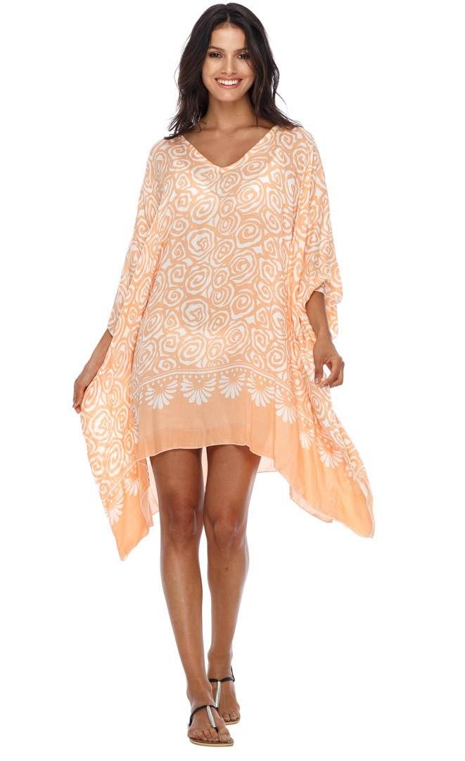 SHU - SHI Women's Short Caftan Poncho Beach Tunic Dress - Loose Swimsuit Cover - Up - Love ShuShi