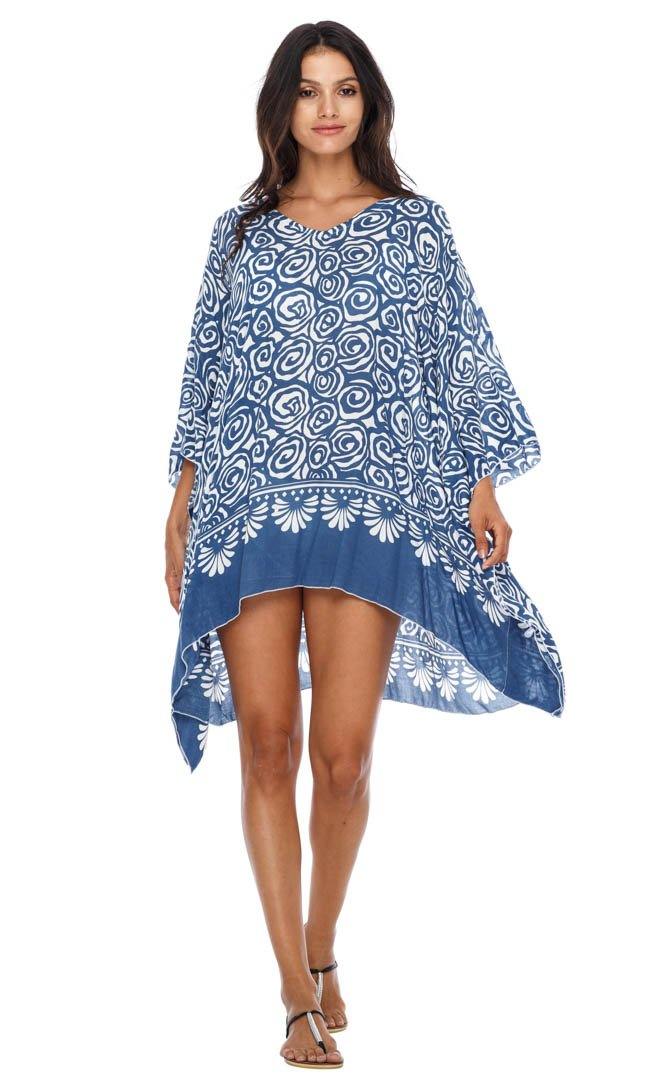 SHU - SHI Women's Short Caftan Poncho Beach Tunic Dress - Loose Swimsuit Cover - Up - Love ShuShi