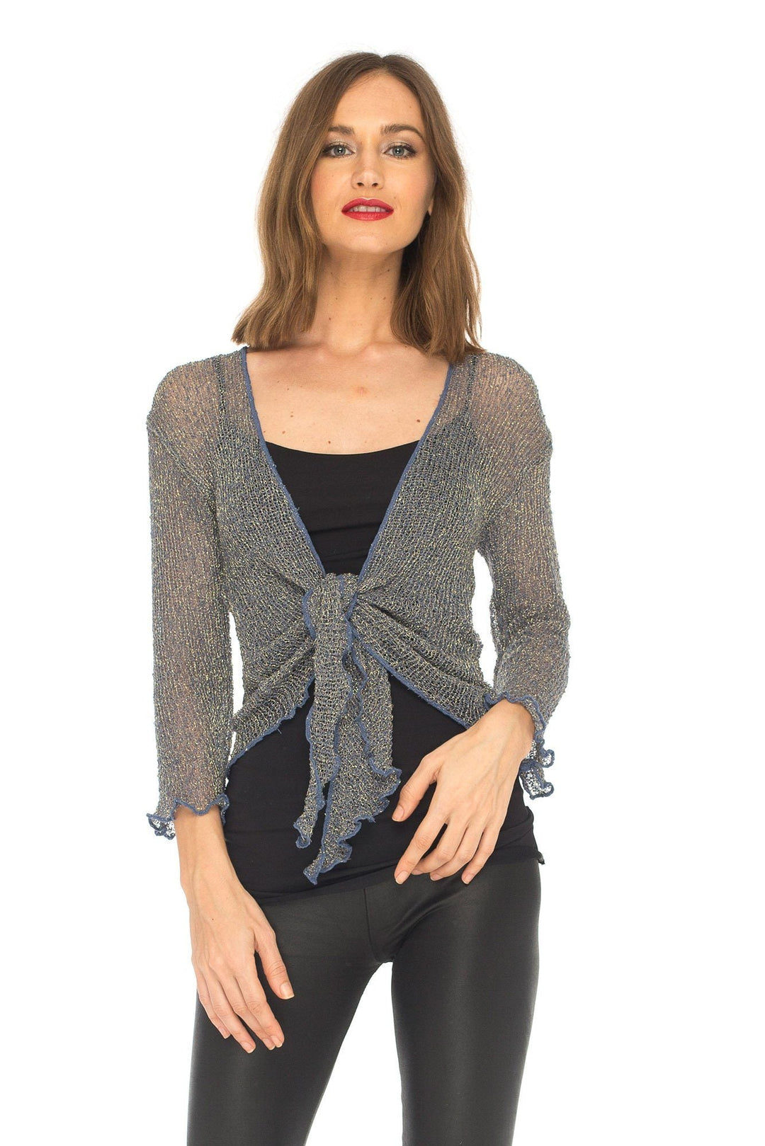 SHU - SHI Womens Sparkly Knit Sheer Shrug Cardigan Bolero Top One Size Fits Most - Love ShuShi