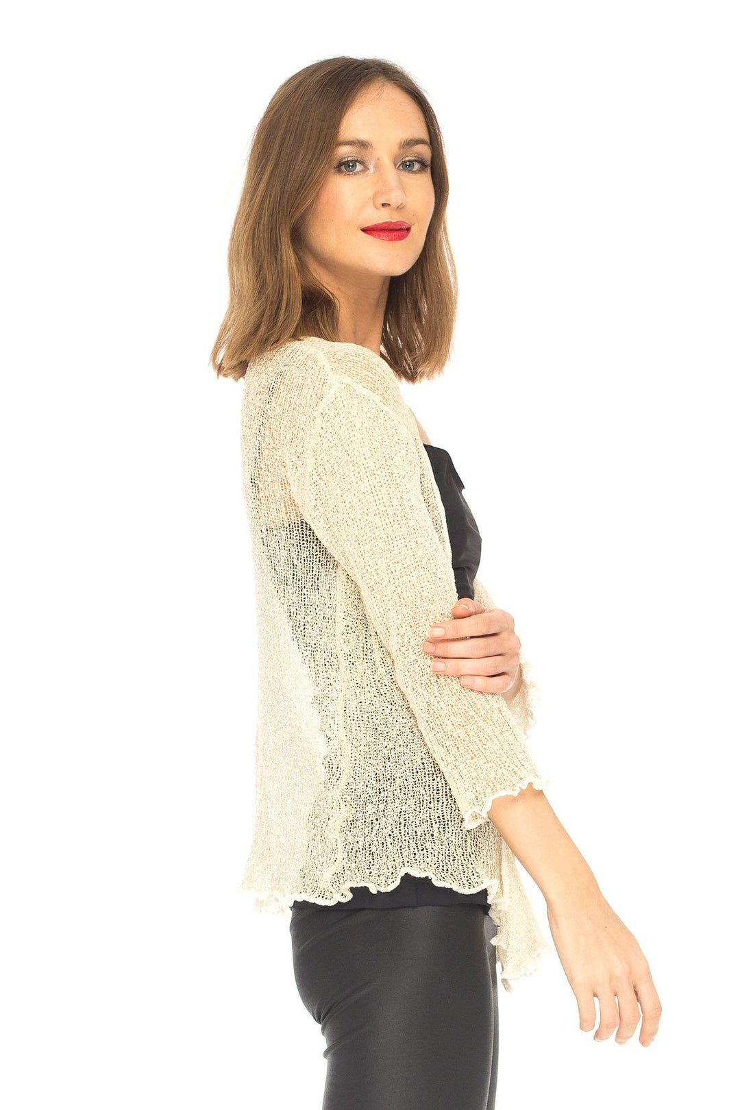 SHU - SHI Womens Sparkly Knit Sheer Shrug Cardigan Bolero Top One Size Fits Most - Love ShuShi