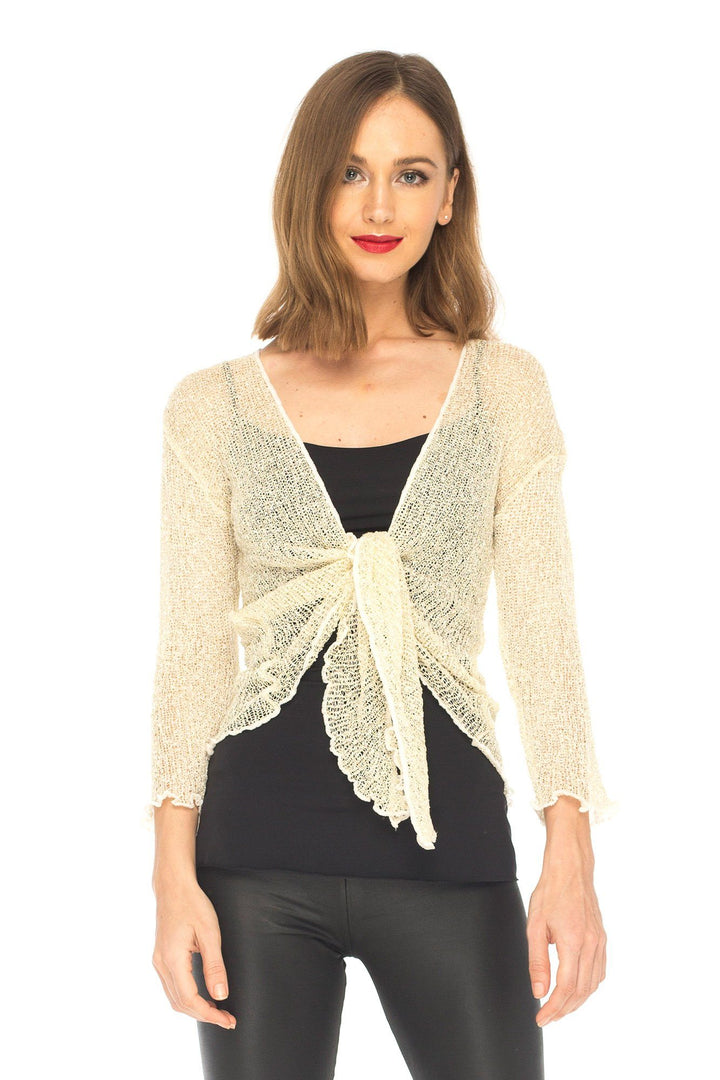 SHU - SHI Womens Sparkly Knit Sheer Shrug Cardigan Bolero Top One Size Fits Most - Love ShuShi