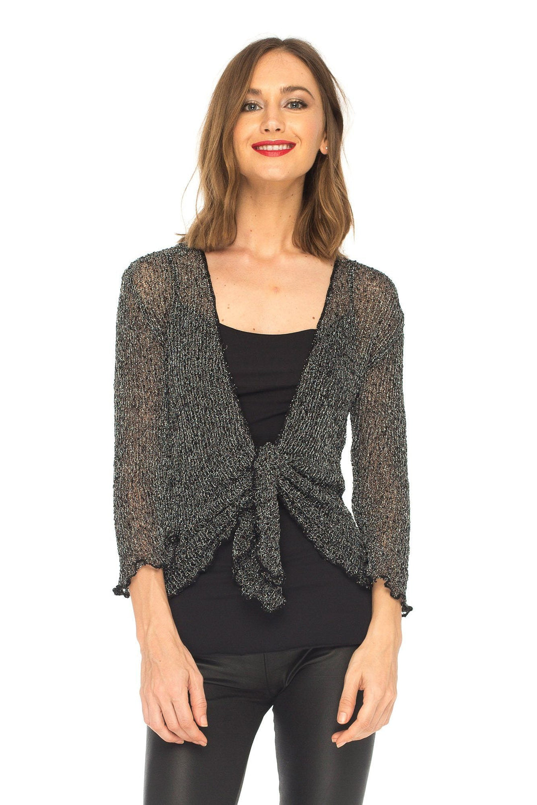 SHU - SHI Womens Sparkly Knit Sheer Shrug Cardigan Bolero Top One Size Fits Most - Love ShuShi