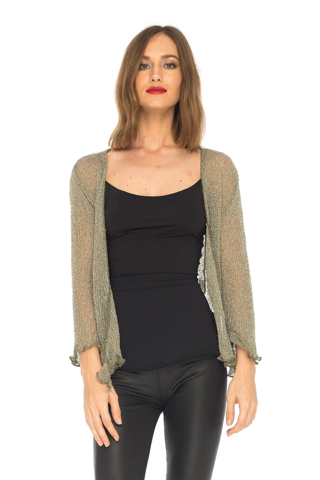 SHU - SHI Womens Sparkly Knit Sheer Shrug Cardigan Bolero Top One Size Fits Most - Love ShuShi