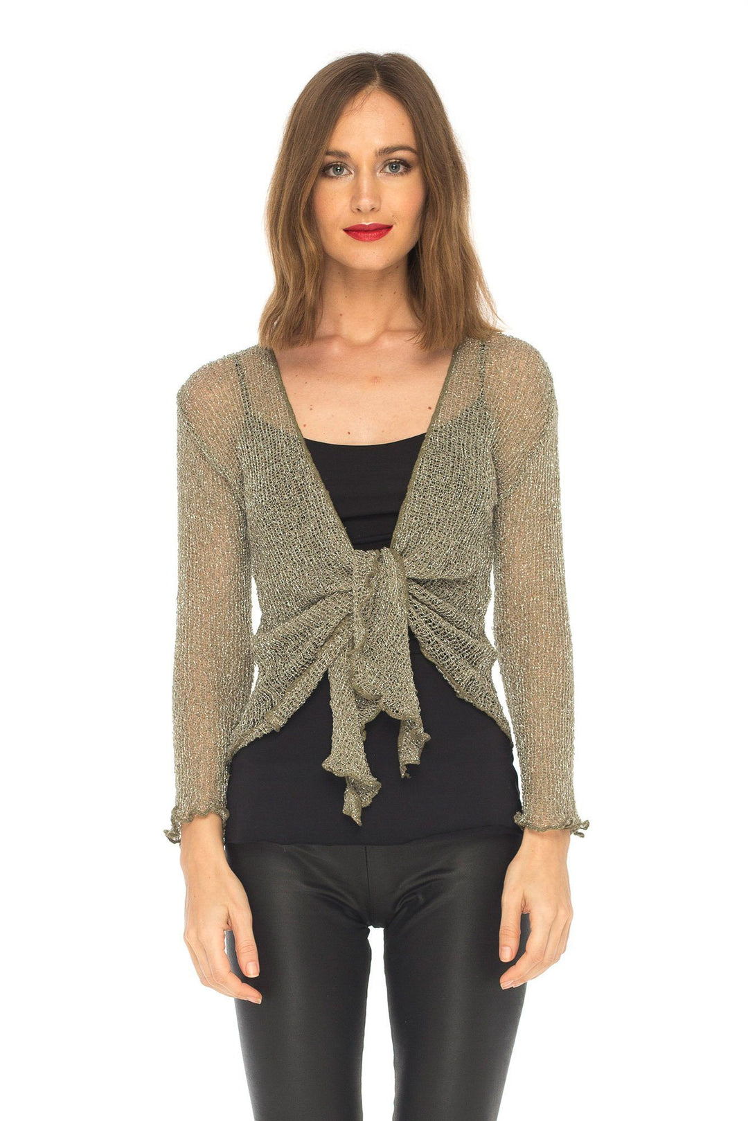 SHU - SHI Womens Sparkly Knit Sheer Shrug Cardigan Bolero Top One Size Fits Most - Love ShuShi