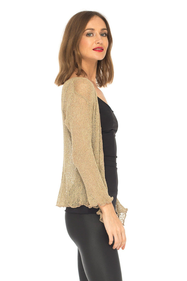 SHU - SHI Womens Sparkly Knit Sheer Shrug Cardigan Bolero Top One Size Fits Most - Love ShuShi