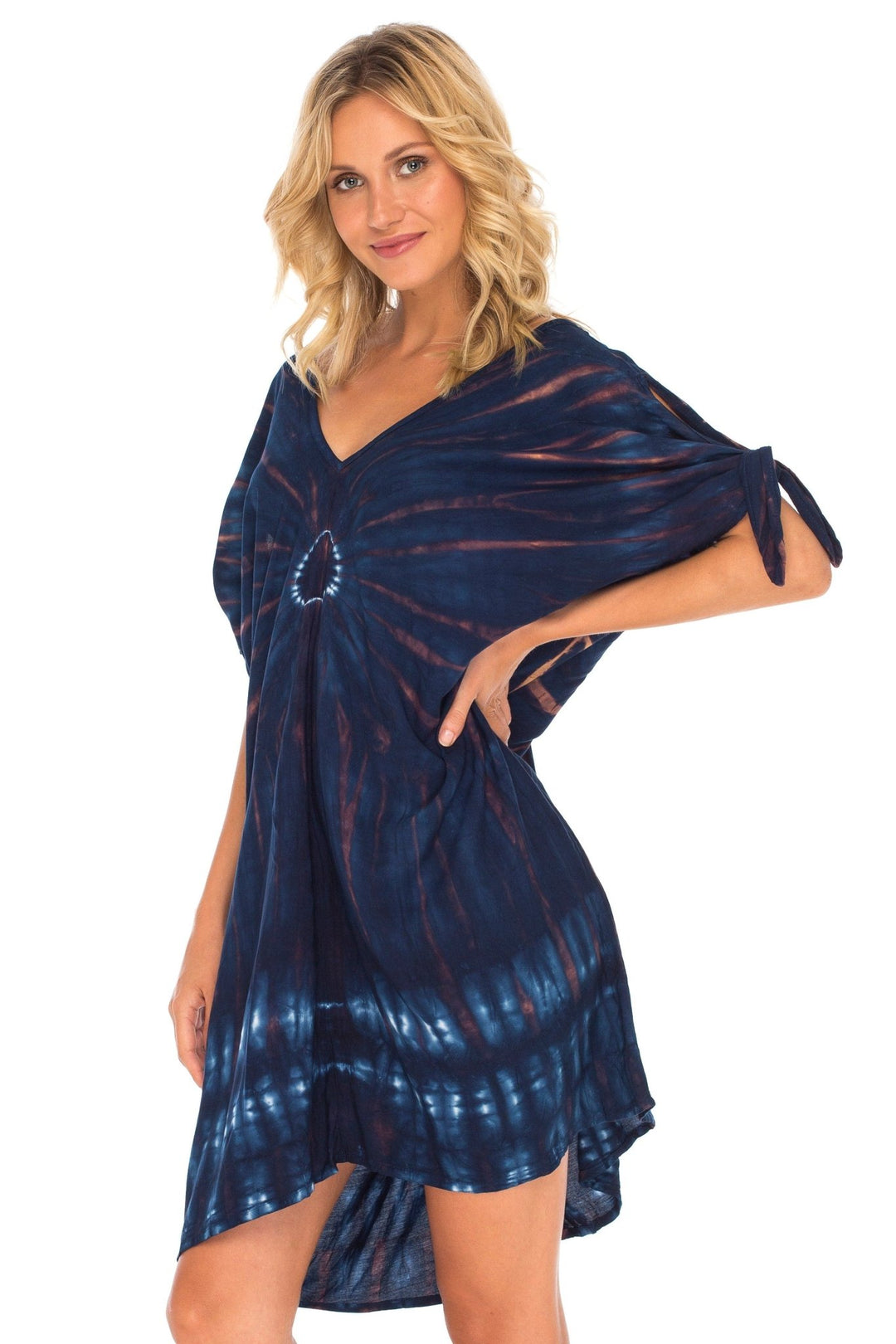 SHU - SHI Women's Tie Dye Beach Cover - Up | Loose Kaftan Tunic Dress Poncho Top - Love ShuShi