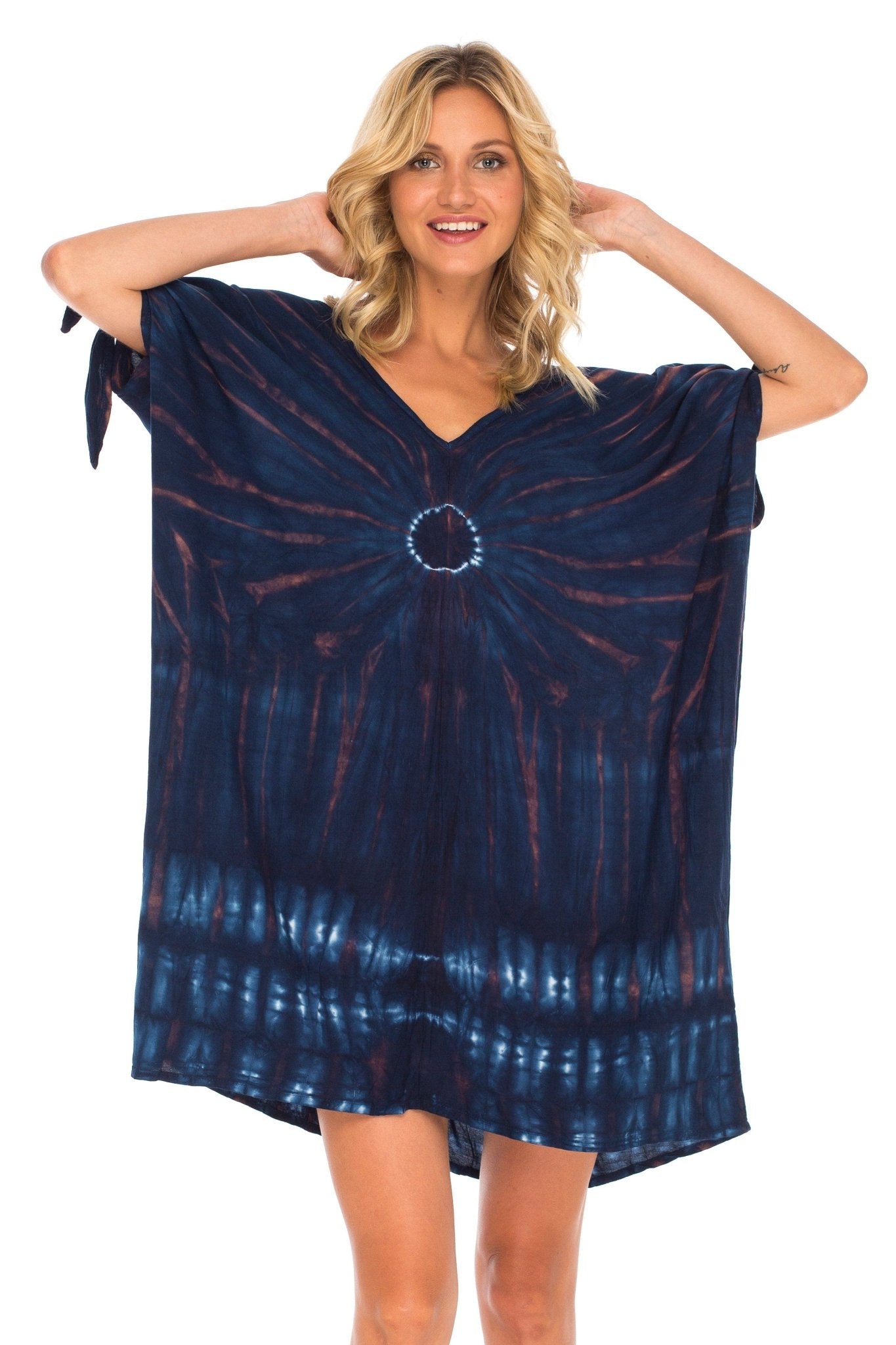 SHU - SHI Women's Tie Dye Beach Cover - Up | Loose Kaftan Tunic Dress Poncho Top - Love ShuShi