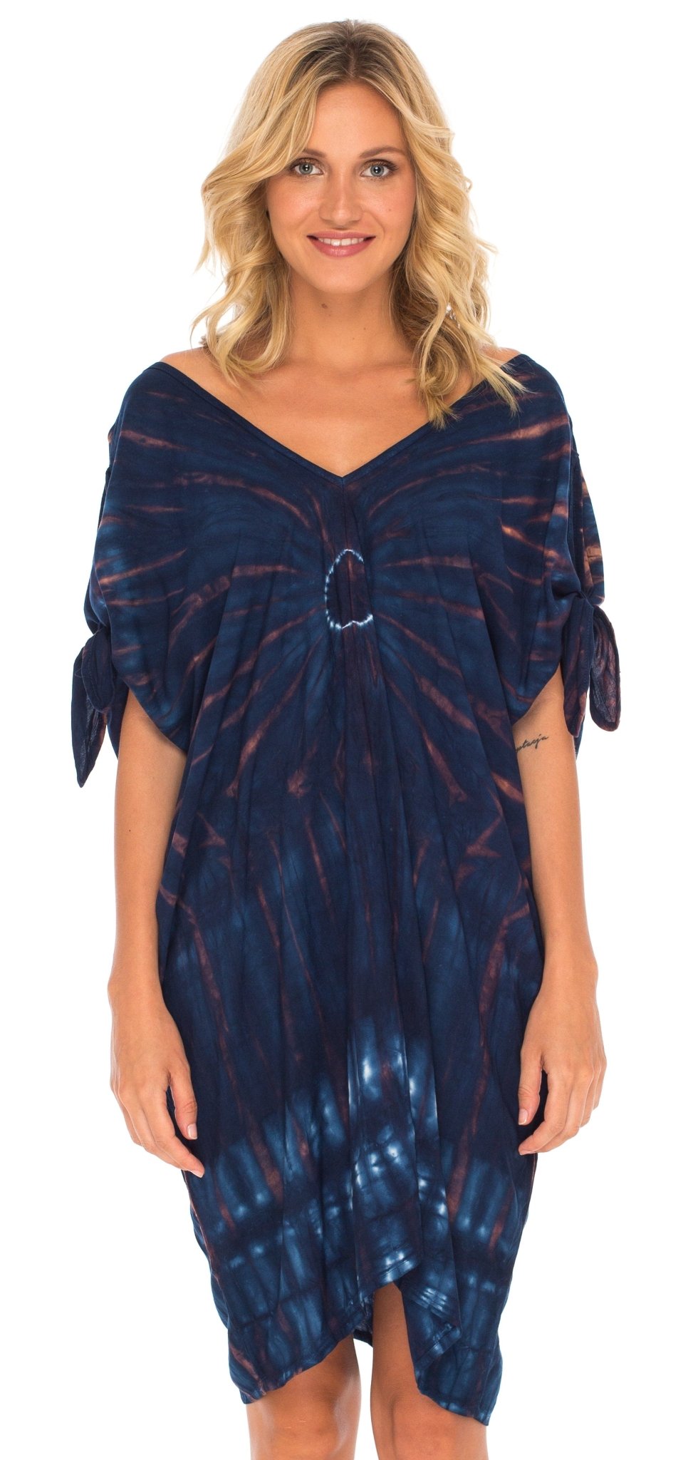 SHU - SHI Women's Tie Dye Beach Cover - Up | Loose Kaftan Tunic Dress Poncho Top - Love ShuShi