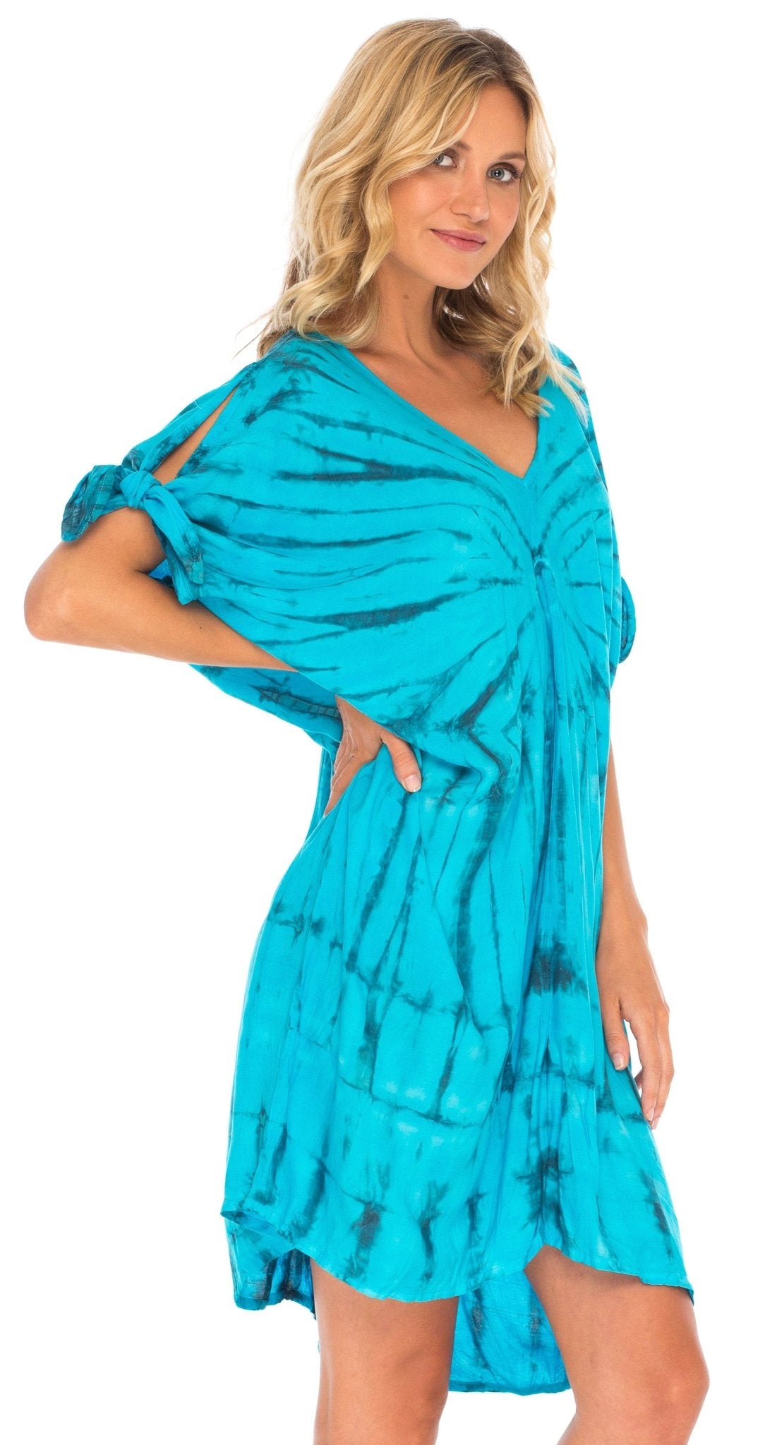 SHU - SHI Women's Tie Dye Beach Cover - Up | Loose Kaftan Tunic Dress Poncho Top - Love ShuShi