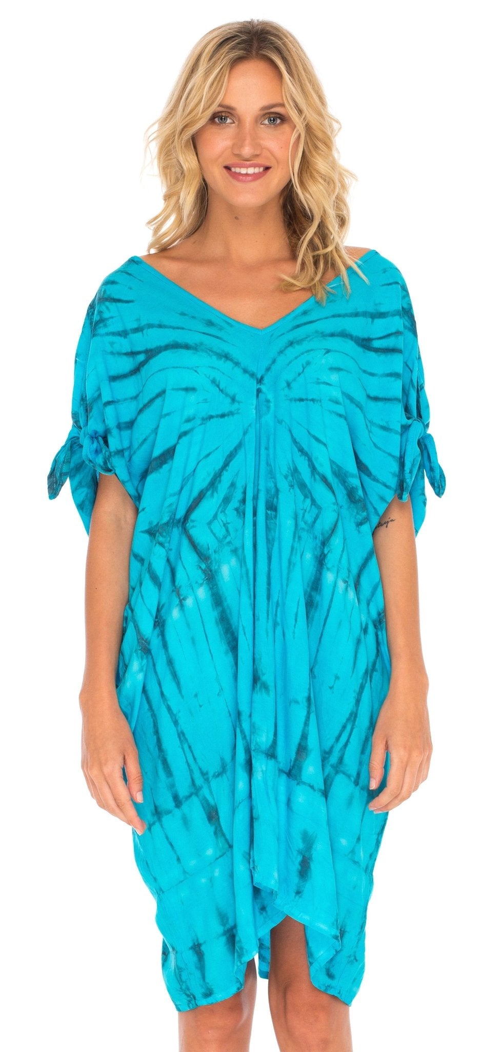 SHU - SHI Women's Tie Dye Beach Cover - Up | Loose Kaftan Tunic Dress Poncho Top - Love ShuShi