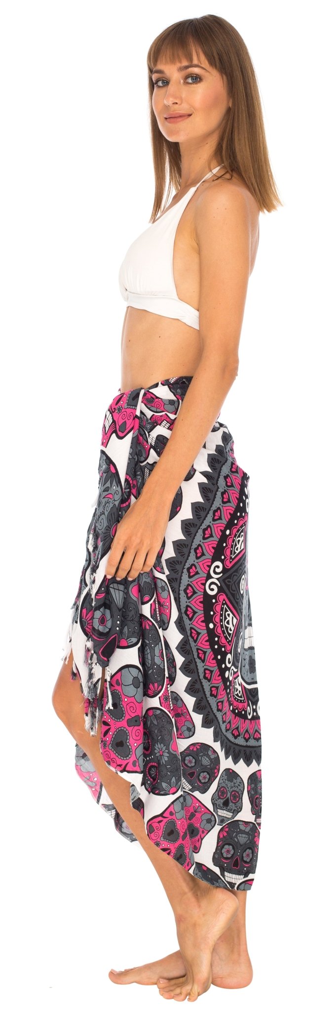 Sugar Skull Long Sarong with Fringe - Love ShuShi