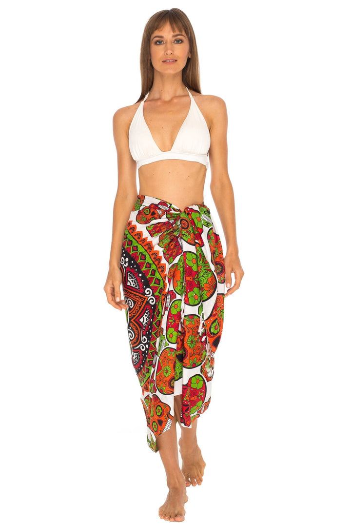 Sugar Skull Long Sarong with Fringe - Love ShuShi