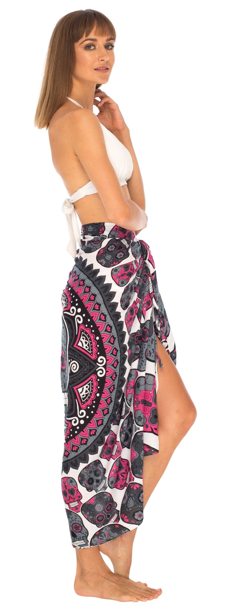 Sugar Skull Long Sarong with Fringe - Love ShuShi