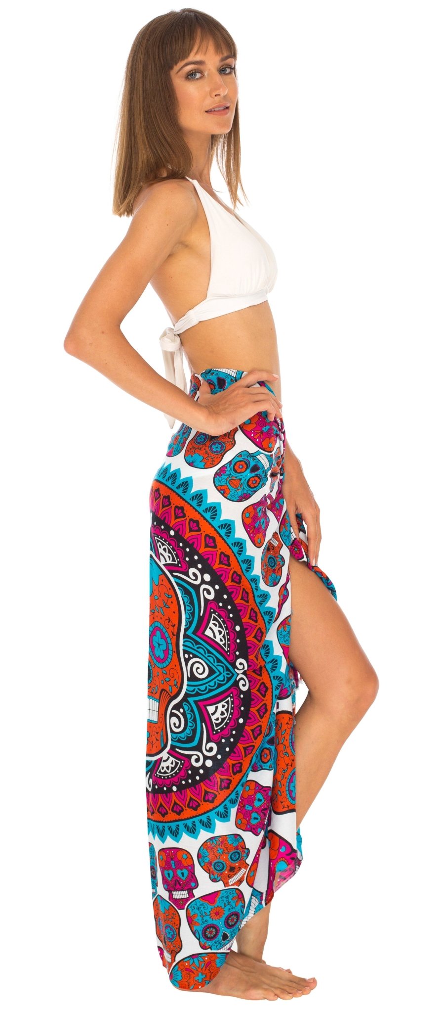 Sugar Skull Long Sarong with Fringe - Love ShuShi