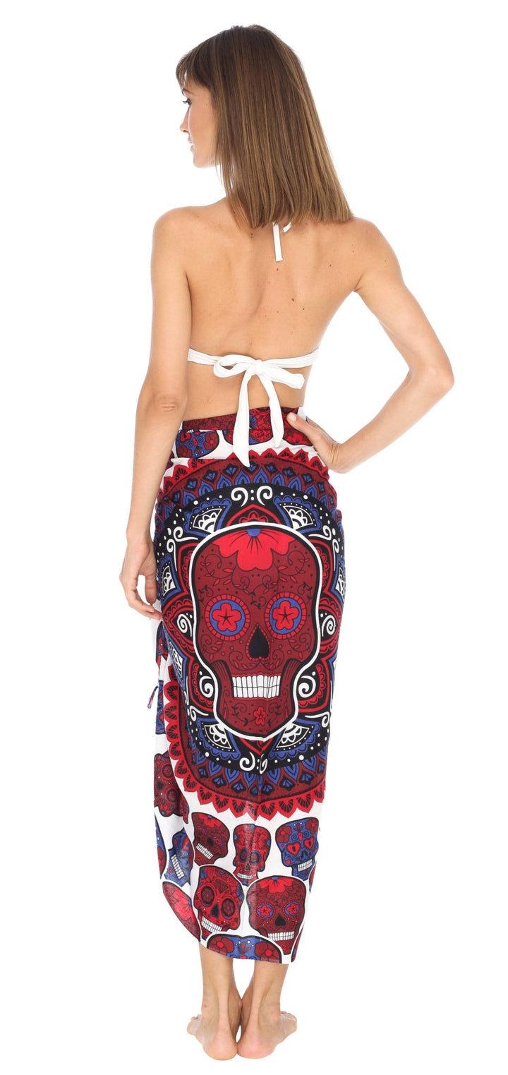 Sugar Skull Long Sarong with Fringe - Love ShuShi