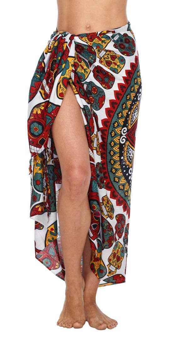 Sugar Skull Long Sarong with Fringe - Love ShuShi