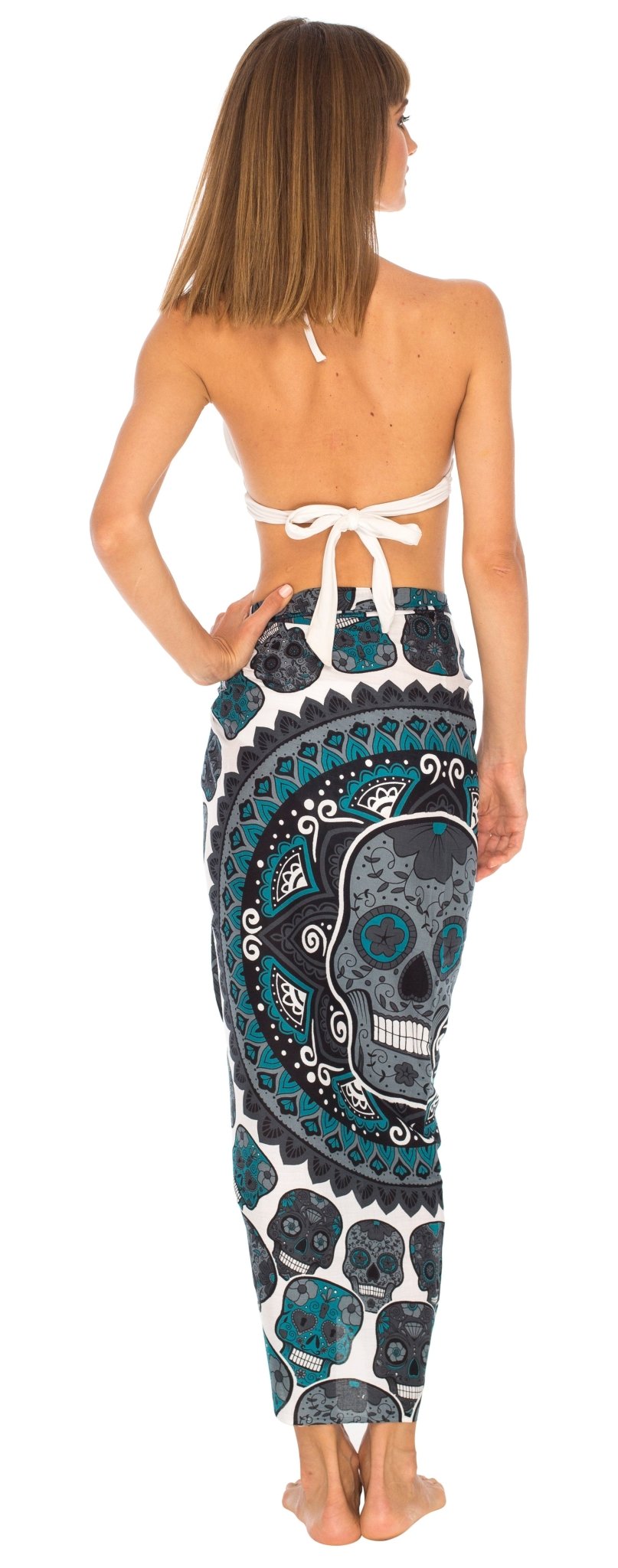 Sugar Skull Long Sarong with Fringe - Love ShuShi