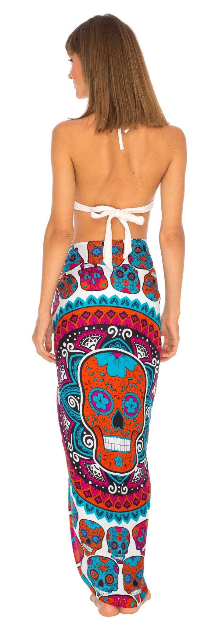 Sugar Skull Long Sarong with Fringe - Love ShuShi