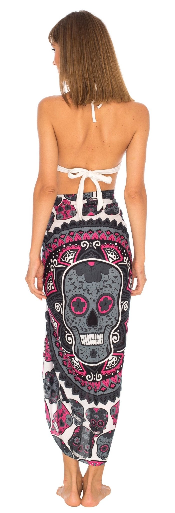 Sugar Skull Long Sarong with Fringe - Love ShuShi