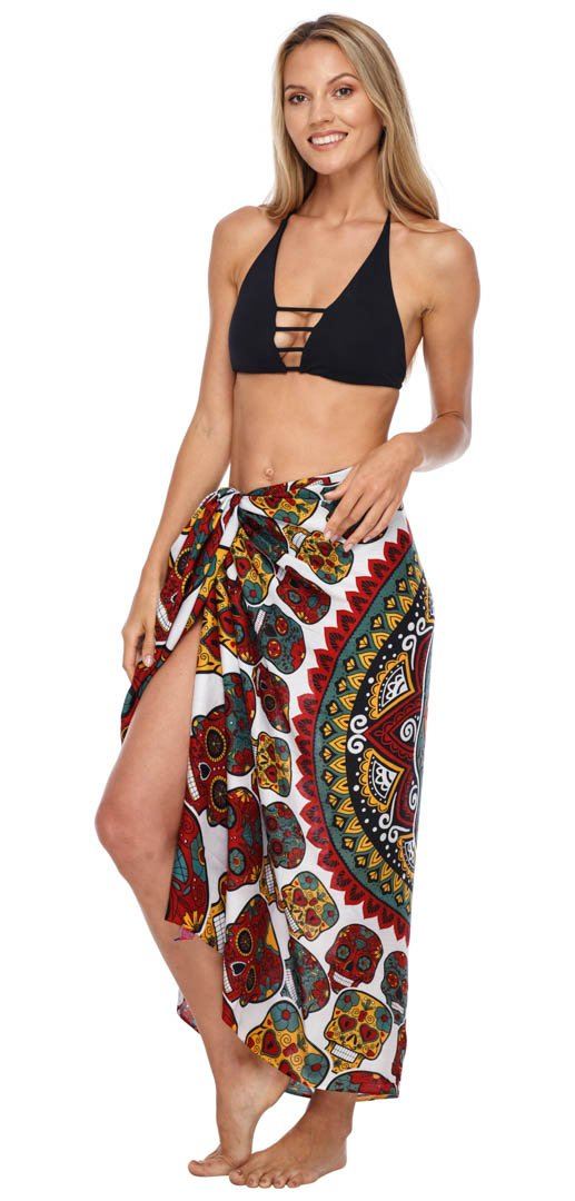 Sugar Skull Long Sarong with Fringe - Love ShuShi