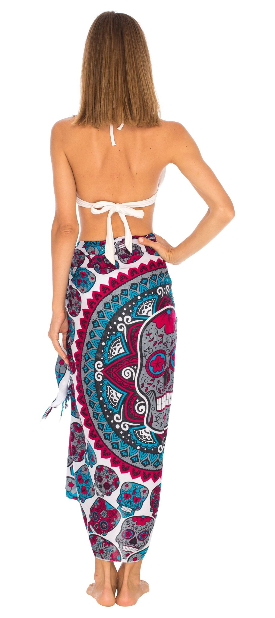 Sugar Skull Long Sarong with Fringe - Love ShuShi