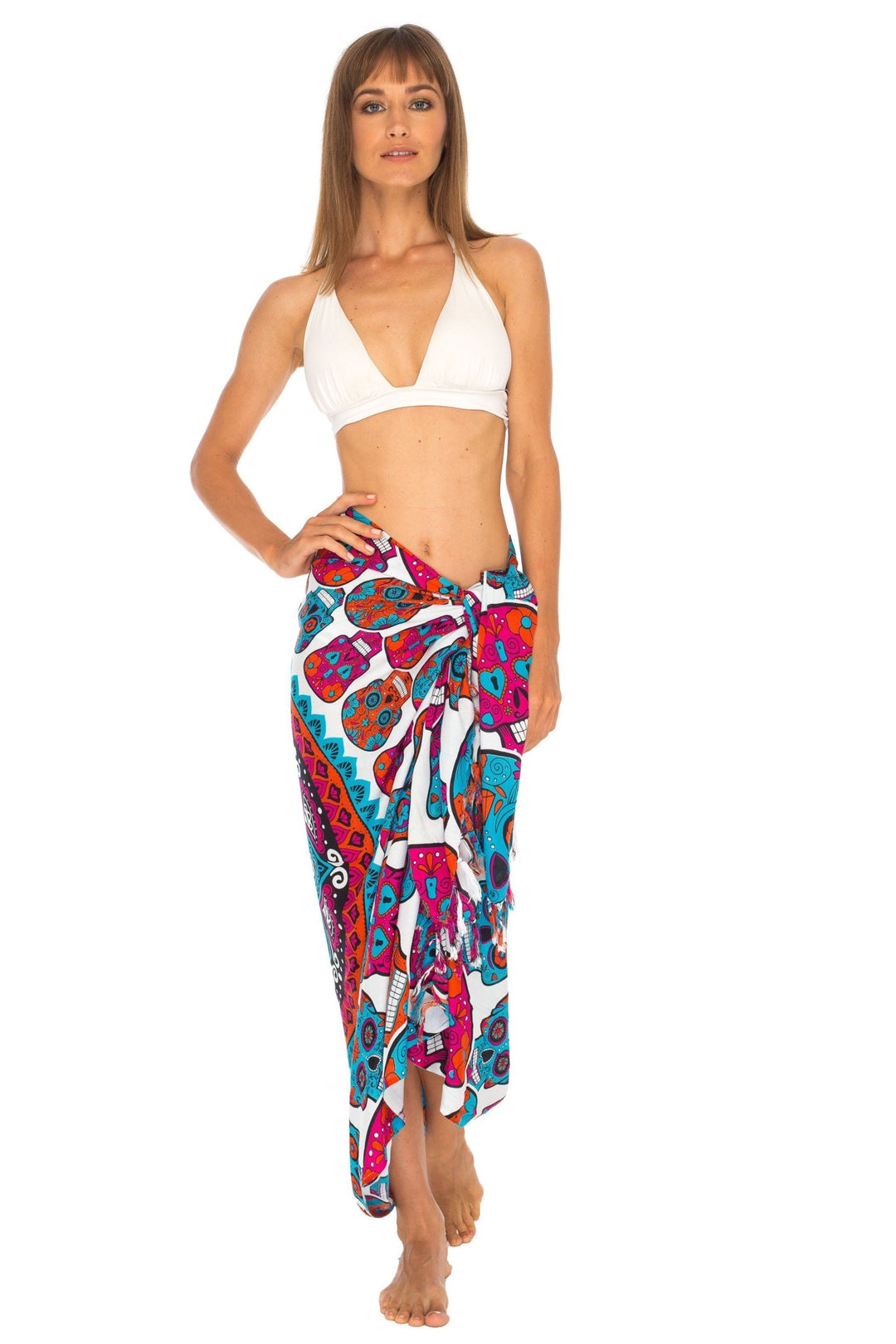 Sugar Skull Long Sarong with Fringe - Love ShuShi