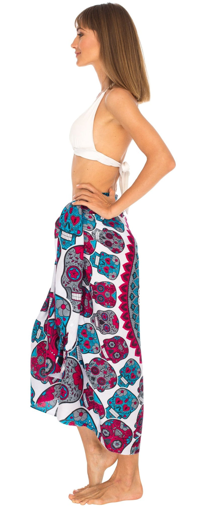 Sugar Skull Long Sarong with Fringe - Love ShuShi