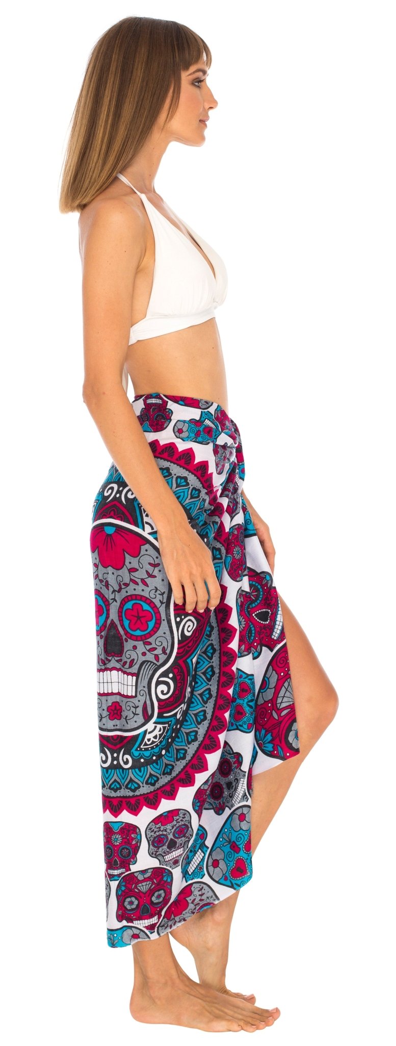 Sugar Skull Long Sarong with Fringe - Love ShuShi