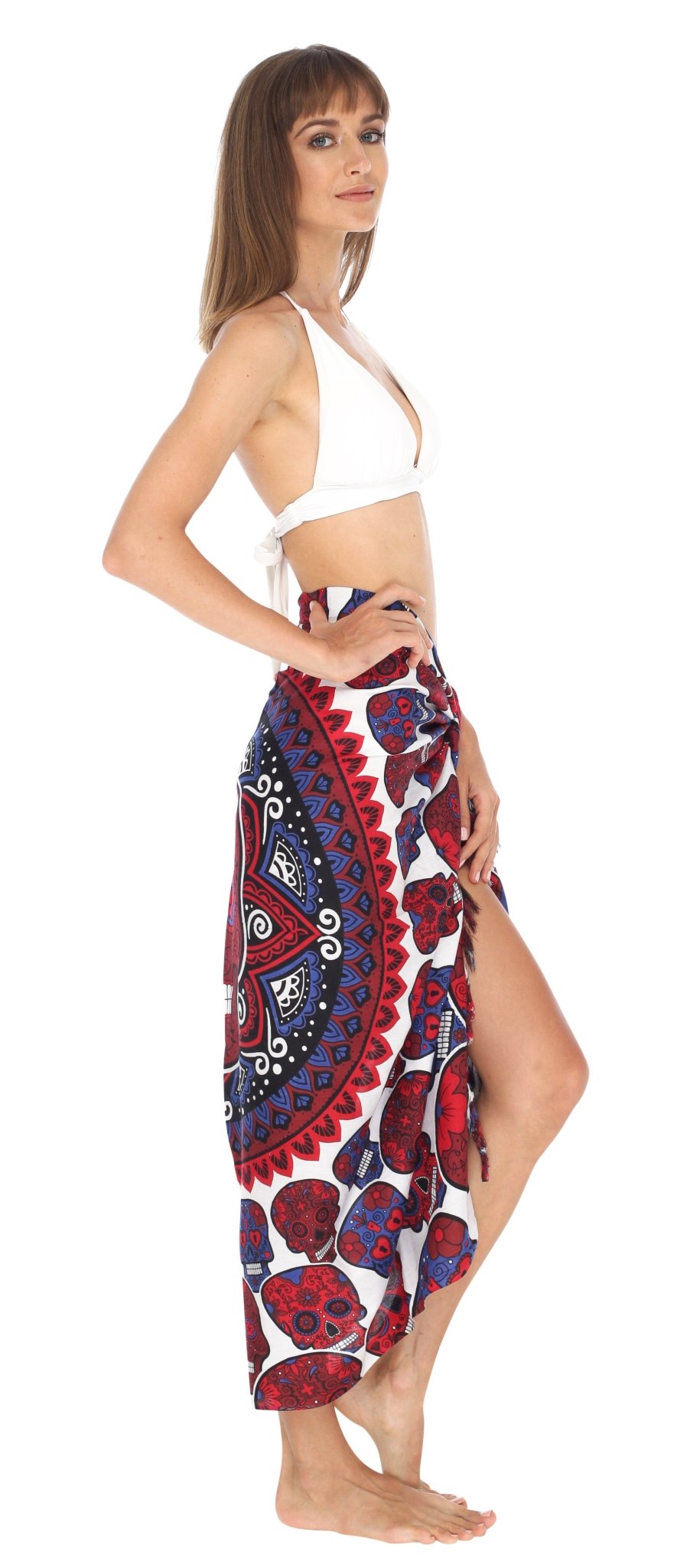 Sugar Skull Long Sarong with Fringe - Love ShuShi